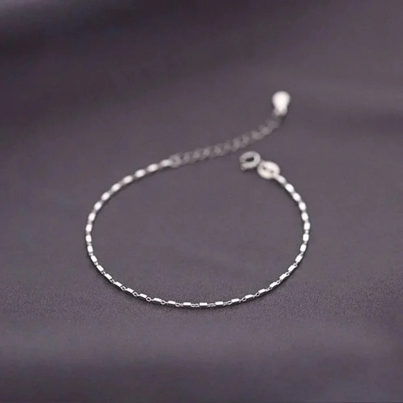 925 Sterling Silver Minimalist Thin Bar Bracelet Dainty Delicate Bracelet - Picture 4 of 10